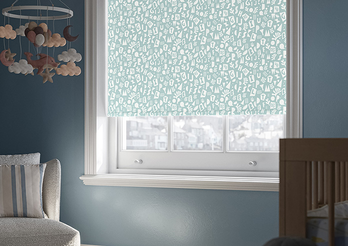 Alphabet, Turquoise - Roller Blind - Image 5
